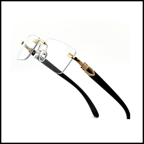 Rimless Rectangle Sunglasses Gold Frame Retro Y2K Trendy Unisex Fashion main image 7